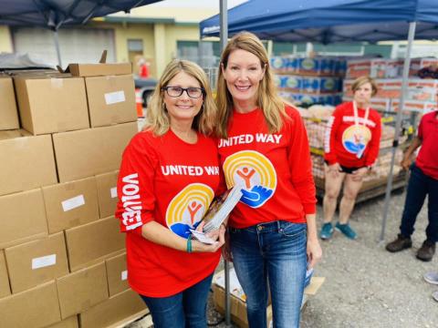 Women volunteering at a food bank
